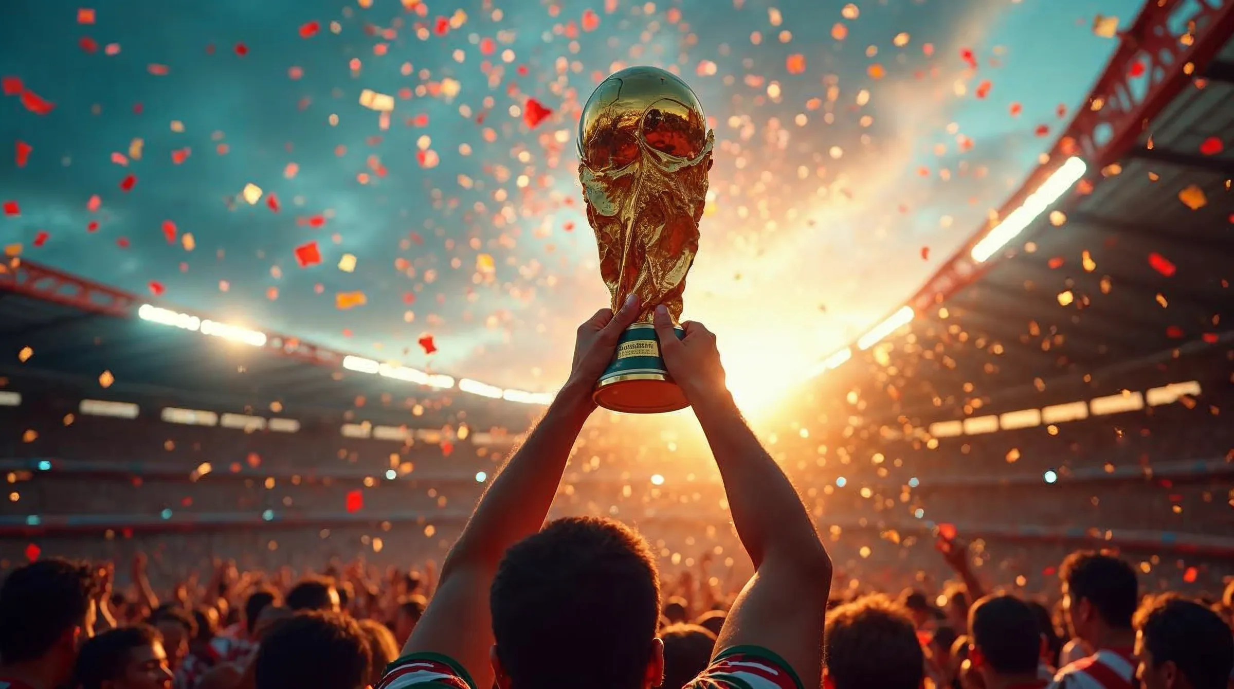 Estádio Azteca com troféu da Copa do Mundo 2026
